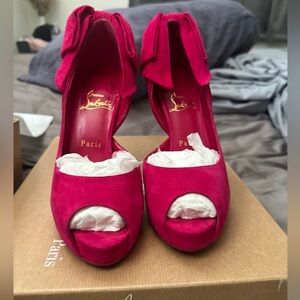 Christian Louboutin Pink Peep-Toe Heels